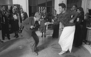 Amiri Baraka and Maya Angelou dancing at the Schomburg Center for Research in Black Culture.